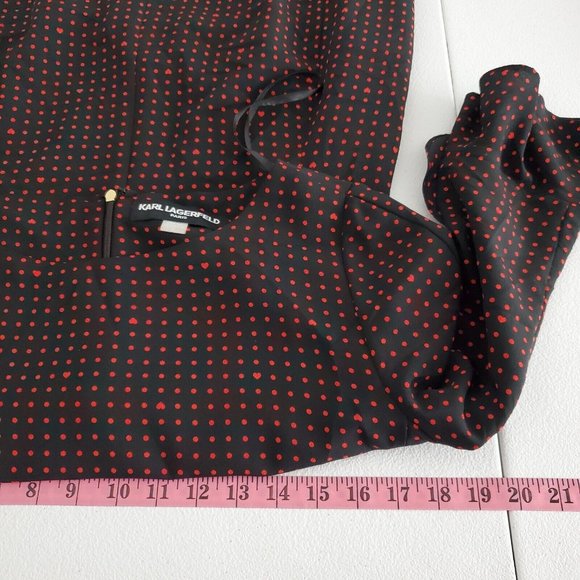 Karl Lagerfeld Womens Black Red Polka Dot Heart Print Dress Size 4 3/4 Sleeve - Picture 9 of 12